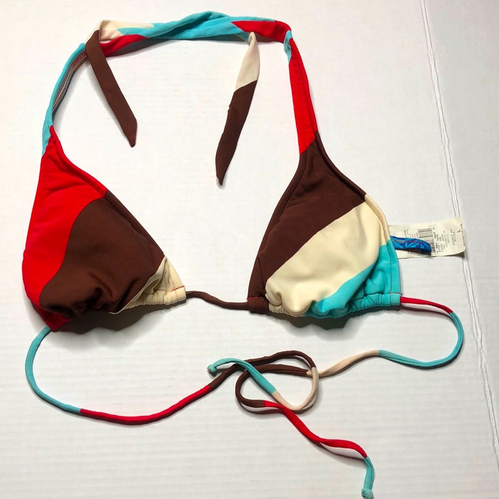 Color Blocked String Bikini Top